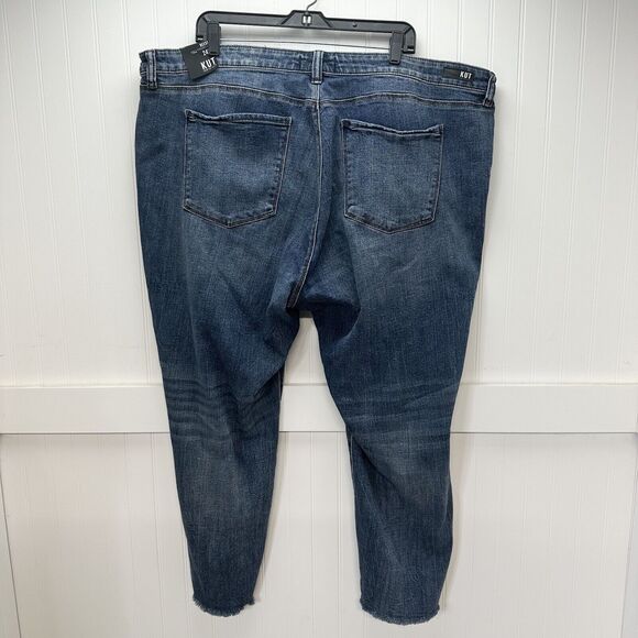Kut From The Kloth Jeans Womens 24W Reese Ankle Straight Denim Blue Fray NEW - Picture 2 of 13